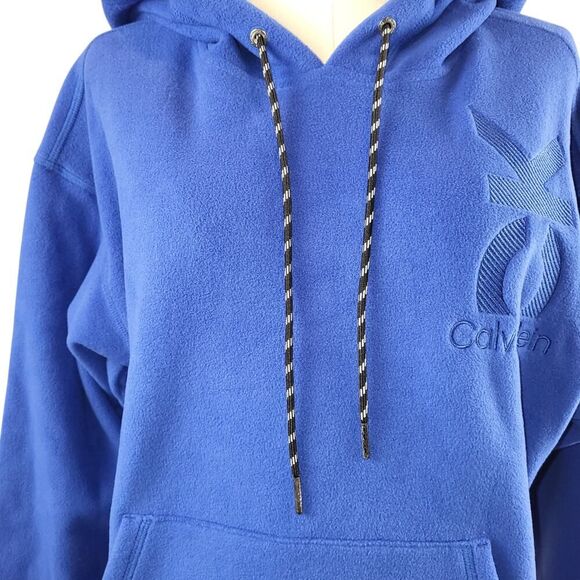 NEW Calvin Klein X-Small Performance Fleece Blue Hoodie Sweatshirt Logo Pouch - Picture 9 of 16
